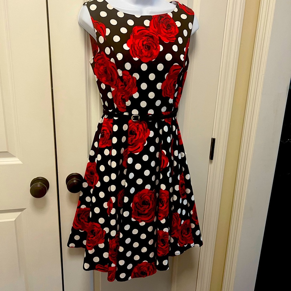 Grace Karin SZM party dress. Cotton/spandex, NWOT. Belt at waistline